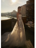 Strapless Ivory Floral Lace Tulle Wedding Dress Strapless Ivory Floral Lace Tulle Wedding Dress